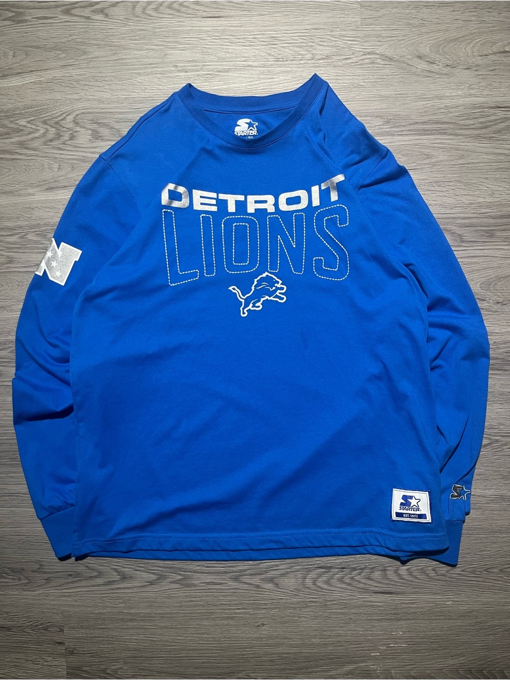 STARTER Detroit Lions NFL football graphic long sleeve T-shirt men’s XL ￼